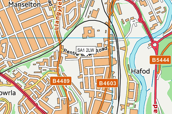 SA1 2LW map - OS VectorMap District (Ordnance Survey)