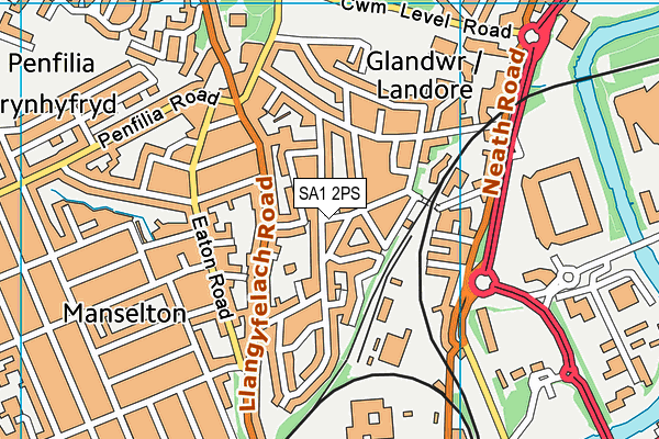 SA1 2PS map - OS VectorMap District (Ordnance Survey)