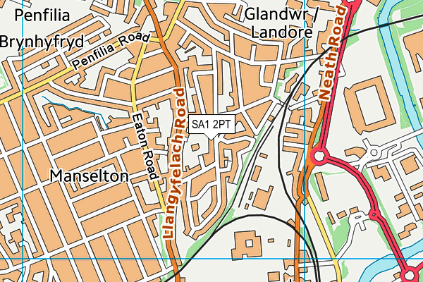 SA1 2PT map - OS VectorMap District (Ordnance Survey)