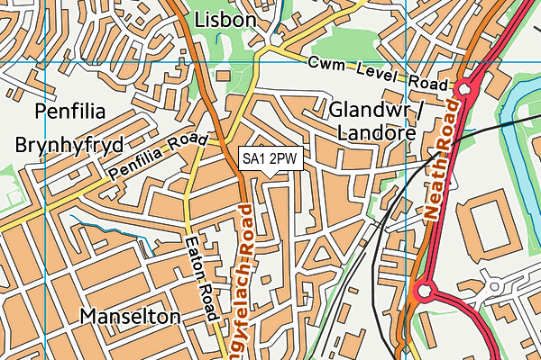 SA1 2PW map - OS VectorMap District (Ordnance Survey)