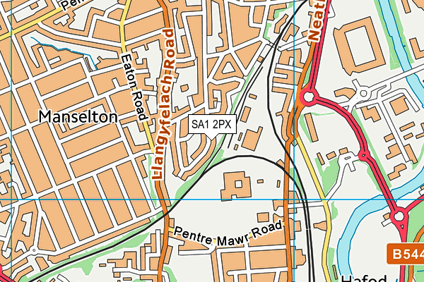 SA1 2PX map - OS VectorMap District (Ordnance Survey)