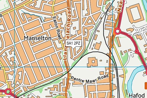 SA1 2PZ map - OS VectorMap District (Ordnance Survey)