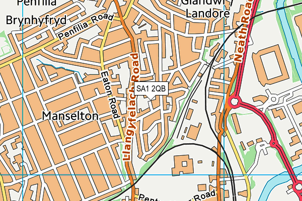 SA1 2QB map - OS VectorMap District (Ordnance Survey)