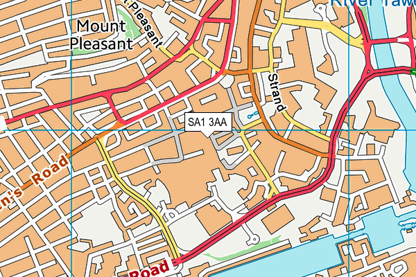 SA1 3AA map - OS VectorMap District (Ordnance Survey)