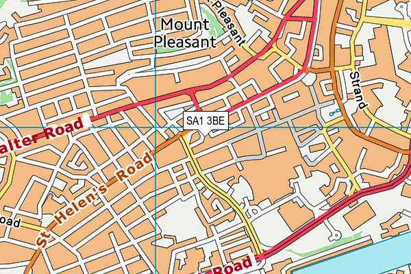 SA1 3BE map - OS VectorMap District (Ordnance Survey)