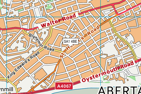 SA1 4BE map - OS VectorMap District (Ordnance Survey)