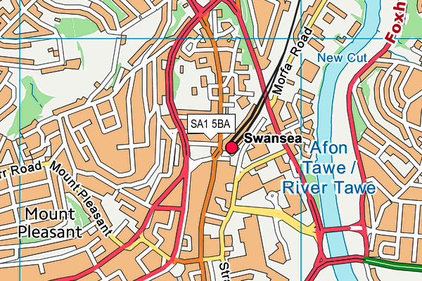 SA1 5BA map - OS VectorMap District (Ordnance Survey)