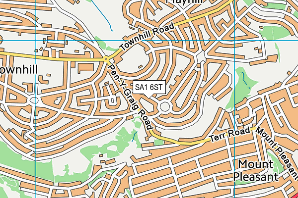 SA1 6ST map - OS VectorMap District (Ordnance Survey)