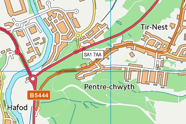 SA1 7AA map - OS VectorMap District (Ordnance Survey)