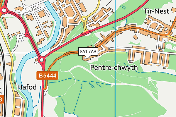 SA1 7AB map - OS VectorMap District (Ordnance Survey)