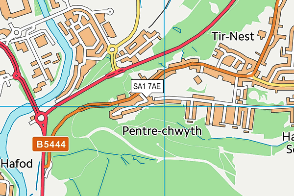 SA1 7AE map - OS VectorMap District (Ordnance Survey)