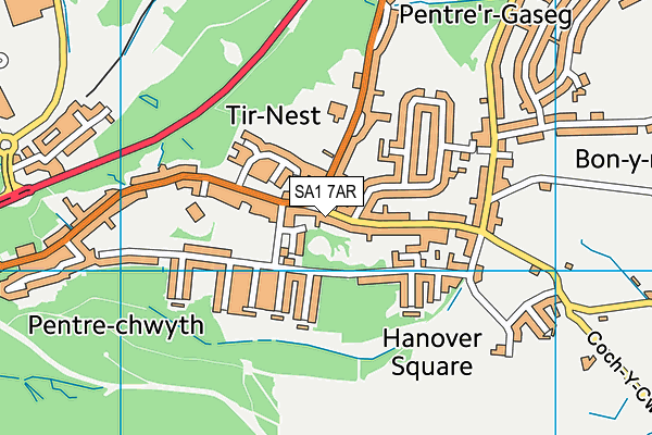 SA1 7AR map - OS VectorMap District (Ordnance Survey)