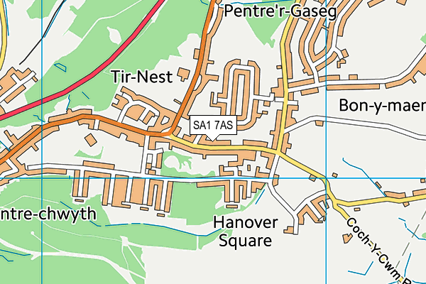 SA1 7AS map - OS VectorMap District (Ordnance Survey)