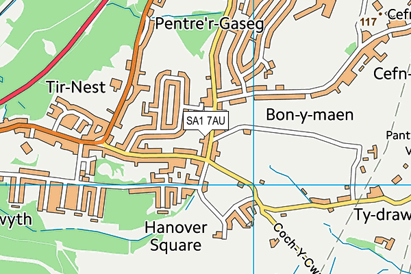 SA1 7AU map - OS VectorMap District (Ordnance Survey)