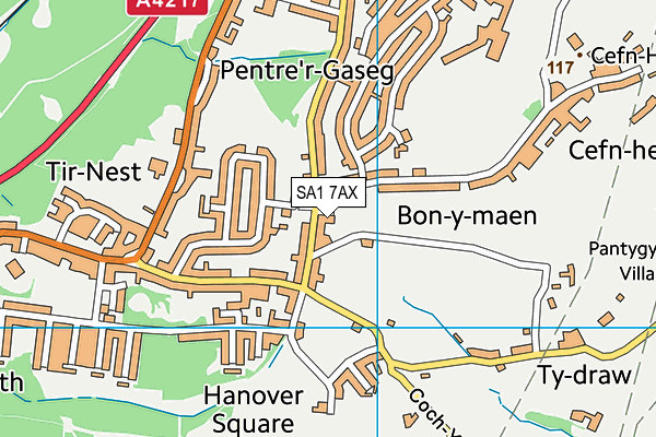 SA1 7AX map - OS VectorMap District (Ordnance Survey)