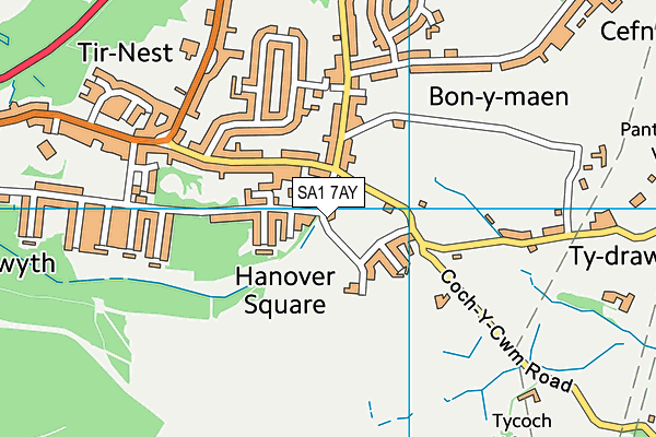 SA1 7AY map - OS VectorMap District (Ordnance Survey)