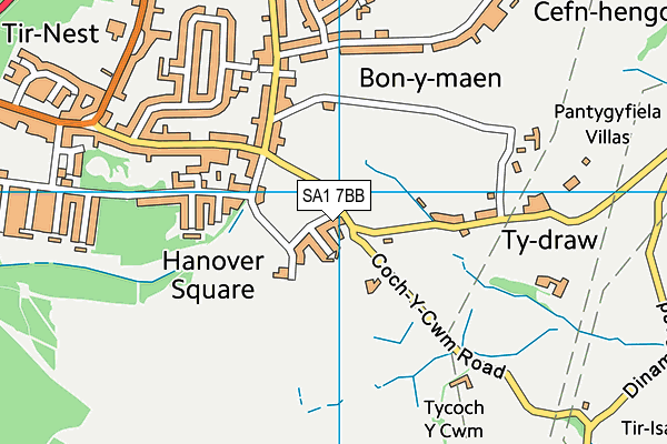 SA1 7BB map - OS VectorMap District (Ordnance Survey)