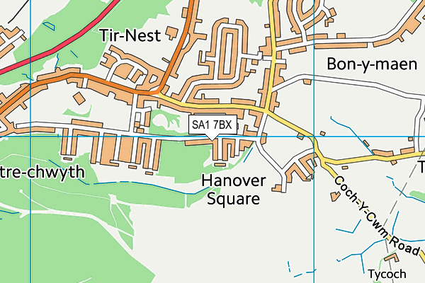 SA1 7BX map - OS VectorMap District (Ordnance Survey)