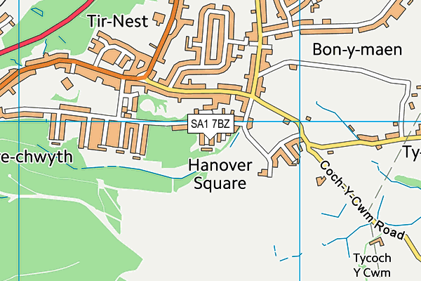SA1 7BZ map - OS VectorMap District (Ordnance Survey)