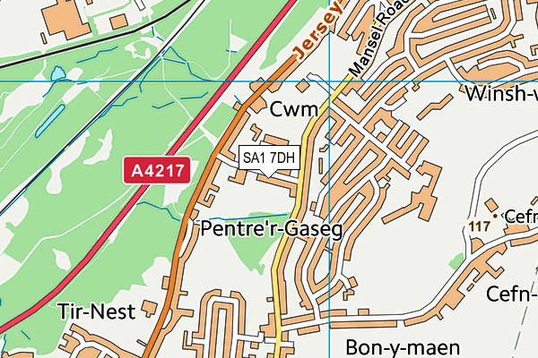 SA1 7DH map - OS VectorMap District (Ordnance Survey)