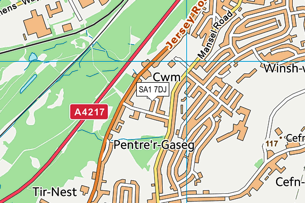 SA1 7DJ map - OS VectorMap District (Ordnance Survey)