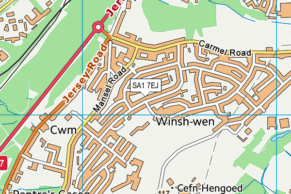 SA1 7EJ map - OS VectorMap District (Ordnance Survey)