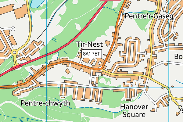 SA1 7ET map - OS VectorMap District (Ordnance Survey)