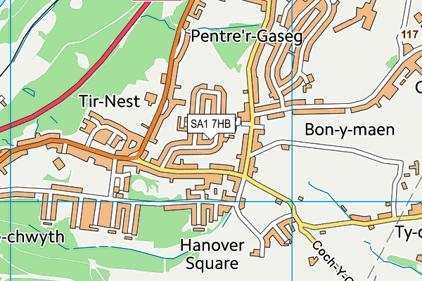SA1 7HB map - OS VectorMap District (Ordnance Survey)