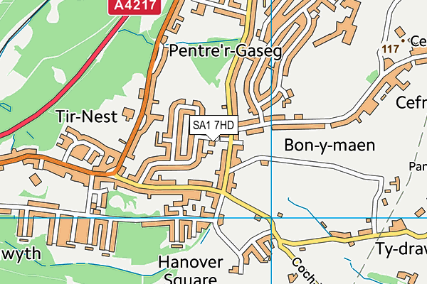 SA1 7HD map - OS VectorMap District (Ordnance Survey)