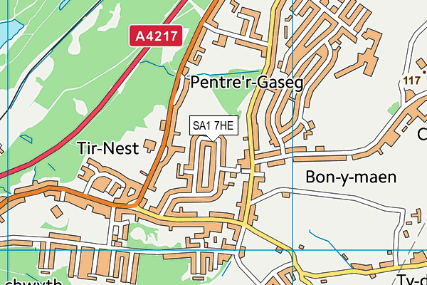 SA1 7HE map - OS VectorMap District (Ordnance Survey)