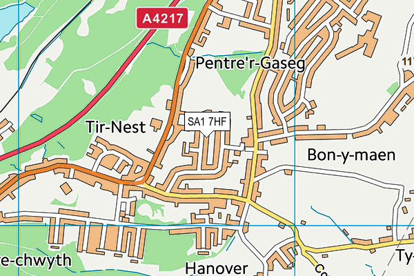 SA1 7HF map - OS VectorMap District (Ordnance Survey)