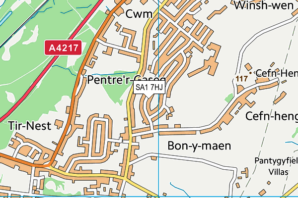 SA1 7HJ map - OS VectorMap District (Ordnance Survey)