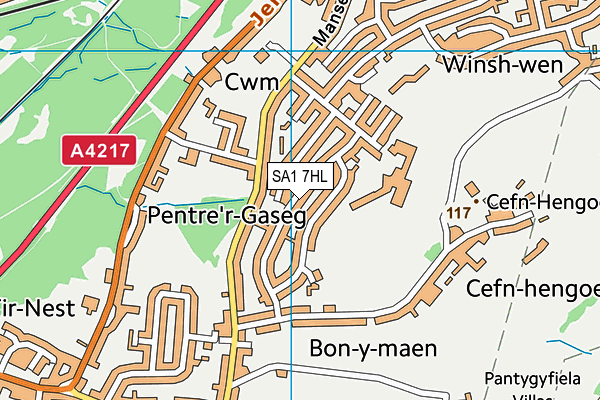 SA1 7HL map - OS VectorMap District (Ordnance Survey)