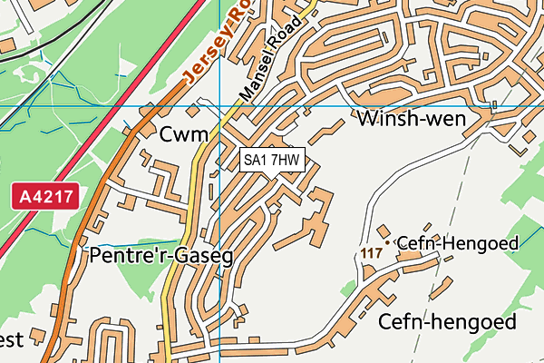 SA1 7HW map - OS VectorMap District (Ordnance Survey)