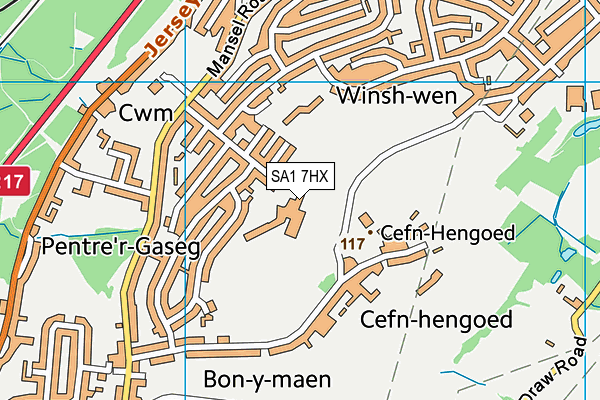 Cefn Hengoed Community School map (SA1 7HX) - OS VectorMap District (Ordnance Survey)