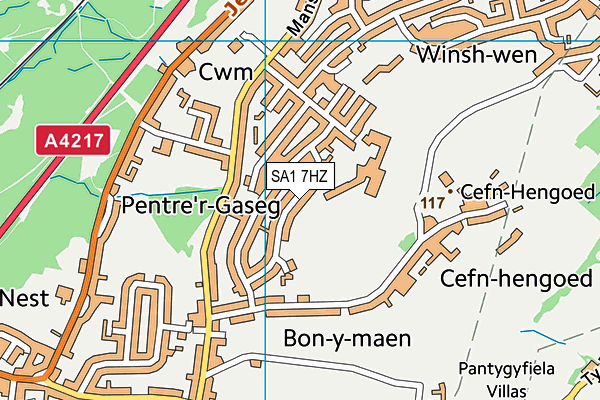 SA1 7HZ map - OS VectorMap District (Ordnance Survey)