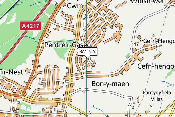 SA1 7JA map - OS VectorMap District (Ordnance Survey)