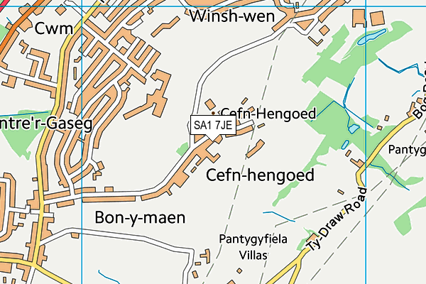 SA1 7JE map - OS VectorMap District (Ordnance Survey)