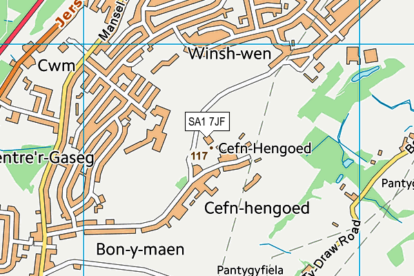 SA1 7JF map - OS VectorMap District (Ordnance Survey)