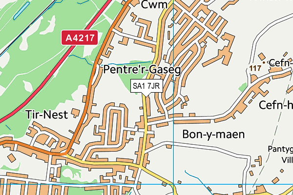 SA1 7JR map - OS VectorMap District (Ordnance Survey)