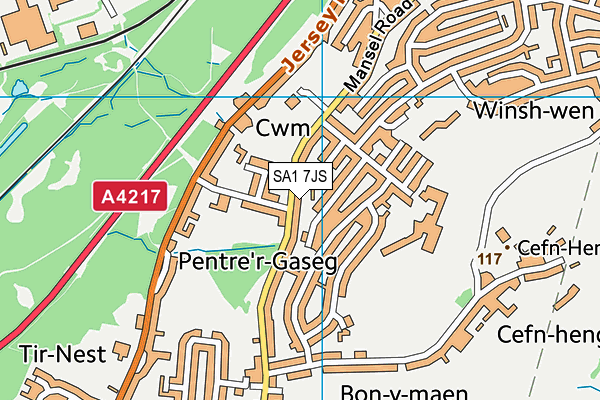 SA1 7JS map - OS VectorMap District (Ordnance Survey)