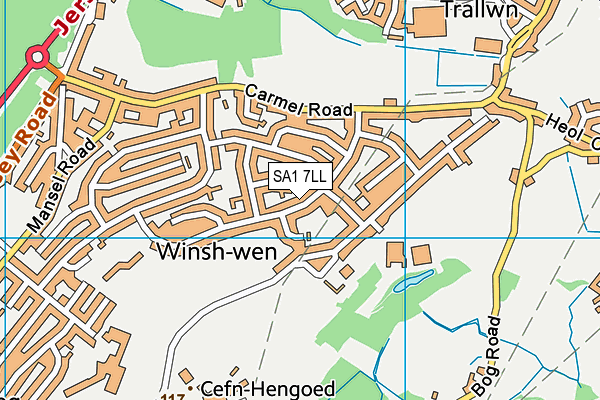 SA1 7LL map - OS VectorMap District (Ordnance Survey)