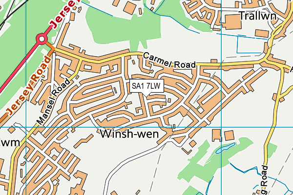 SA1 7LW map - OS VectorMap District (Ordnance Survey)