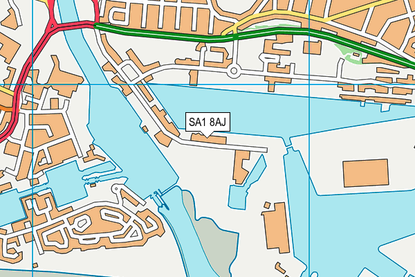 SA1 8AJ map - OS VectorMap District (Ordnance Survey)