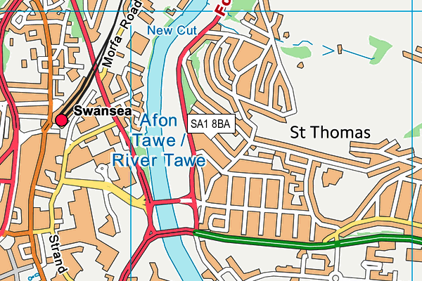 SA1 8BA map - OS VectorMap District (Ordnance Survey)