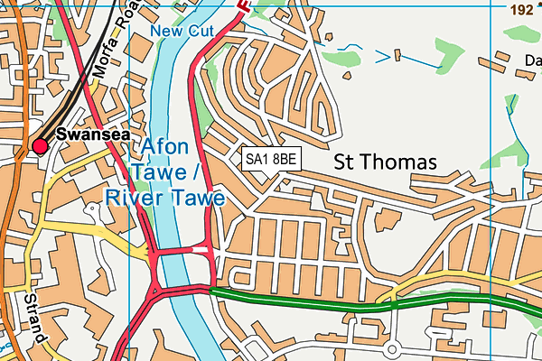 SA1 8BE map - OS VectorMap District (Ordnance Survey)