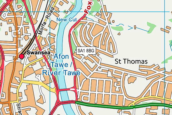 SA1 8BG map - OS VectorMap District (Ordnance Survey)