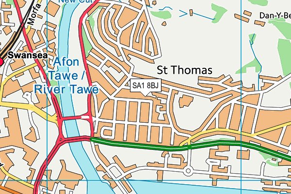 SA1 8BJ map - OS VectorMap District (Ordnance Survey)