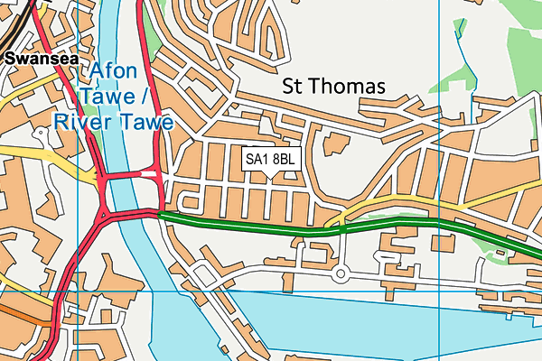 SA1 8BL map - OS VectorMap District (Ordnance Survey)