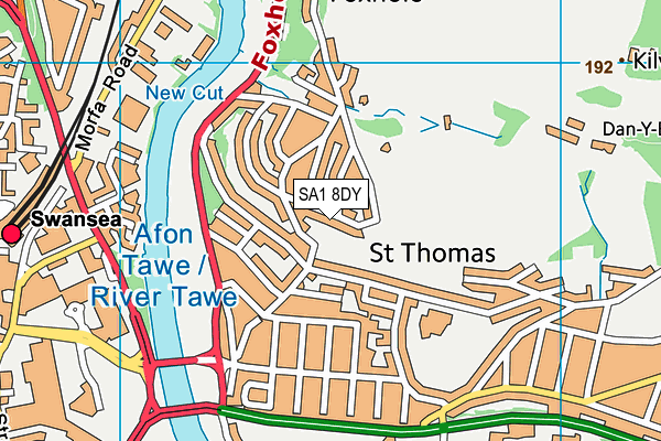 SA1 8DY map - OS VectorMap District (Ordnance Survey)